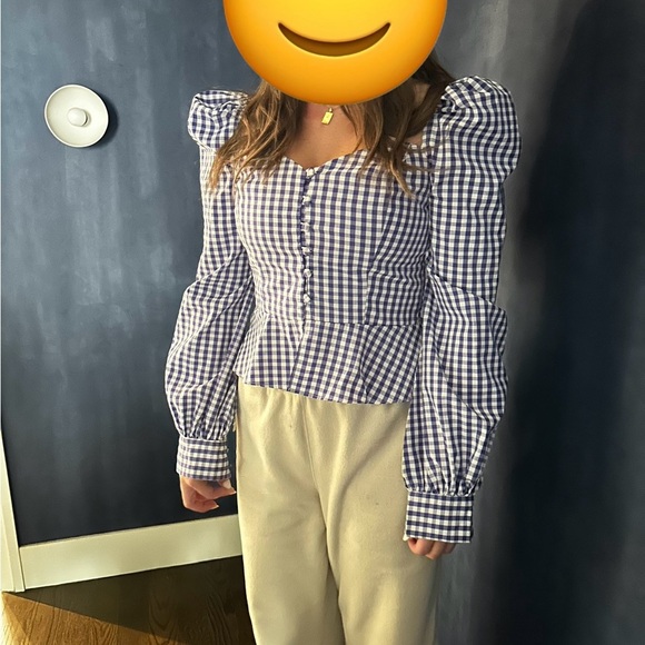 Nika Tang Raina top in purple and white gingham peplum top - Picture 3 of 13